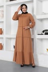 Dikiş Detaylı Elbise TABA