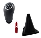 Clio 4 Deri Desen Gri Vites Topuzu Ve Siyah Çerçeve Vites Körüğü M450-682