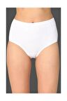 Kadın Beyaz 6'lı Paket Pamuklu Ribana Bato Külot Beyaz