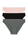 Kadın Karışık Renkli Korseli 1 Beden İncelten 3lü Slip Külot