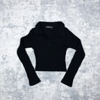 Momikon Kız Çocuk Pamuklu Uzun Kollu Polo Yaka Fitilli Bluz