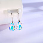 Monemel Gumus Seffaf Kristal Damla Küpe (Altın Kaplama)