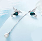 Monemel Kristal Taşlı Gümüş Küpe (Altın Kaplama)