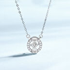 Monemel Kristal Taşlı Mini Beyaz Kalp  Kolye (Altın Kaplama)