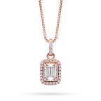 Monemel Kristal Taşlı Rose Gold Gümüş Baget Kolye (Altın Kaplama)