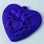 Güvercin Kuş Çiçek Kabartmalı Kalp Askı Silikon Kalıp K-1134