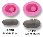 2'li Çakıl Taşı Tealight Mumluk Silikon Kalıp Seti K-1392, Kokulu Taş Sabun Alçı Mum Kalıbı