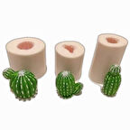 3 Boyutlu 3'lü Mini Kaktüs Silikon Kalıp Seti K-1410, Taş Tozu Sabun Alçı Mum Kalıbı