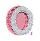 Morlalem Gül Çiçek Kabartma Oval Çerçeve Silikon Kalıp K-270