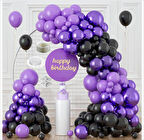 30 Adet Pastel Mor, 30 Adet Metalik Mor, 30 Adet Pastel Siyah Balon