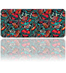 ilyuka Mouse Pad 70x30 cm Büyük Boy XL Gaming Mousepad MP357030 Kaymaz Kauçuk Taban Dikişli Kenar Creazy Heart