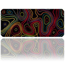 ilyuka Mouse Pad 70x30 cm Büyük Boy XL Gaming Mousepad MP377030 Kaymaz Kauçuk Taban Dikişli Kenar Colored Topography Map