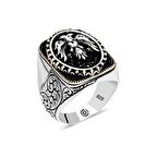 Gümüş Çift Başlı Kartal Oval Erkek Yüzük