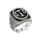 Gümüş Adalet Terazisi Oval Erkek Yüzük