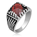 Gümüş Kırmızı Zirkon Taşlı Çocuk Erkek Yüzük
