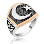 Gümüş Ay Yıldız Erkek Yüzük