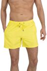 Sarı Su İtici Özellikli Düz Renk Basic Erkek Plaj Deniz Şort Mayo - 301-Sarı
