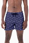 Su İtici Özellikli Dijital Baskılı Erkek Plaj Deniz Şort Mayo - 204-Lacivert