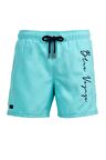 Mint Su İtici Özellikli Blue Voyage Nakışlı Erkek Plaj Deniz Şort Mayo - 303-Mint