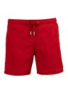 Kırmızı Su İtici Özellikli Naylon Kumaş Düz Renk Basic Erkek Plaj Deniz Şort Mayo - 540-Kırmızı 