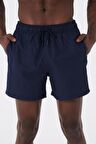 Lacivert Su İtici Özellikli Düz Renk Basic Erkek Plaj Deniz Şort Mayo - DG300-Lacivert
