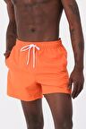 Turuncu Su İtici Özellikli Düz Renk Basic Erkek Plaj Deniz Şort Mayo - DG300-Turuncu