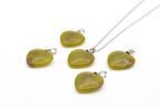 Hakiki Doğal Kalp Şeklinde Olivin Taşı Kolye Ucu 