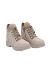 Mergenshoes S110 Bej Cilt Bağcıklı Kadın Kışlık Bot