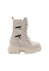 Mergenshoes Bf182 Bej Bağcıklı Fermuarlı Kadın Bot