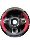 Fiat Egea Dikmeli Çift Renk Kırmızı Yüzüklü Kombin Deri Direksiyon Kılıfı