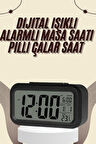 Dijital Masa Saati Termometreli Takvim Çalar Saat Led Ekran Pilli