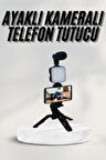 Telefon Tutucu Led Işıklı Kumandalı Mikrofon Telefon Vlog Video Kayıt