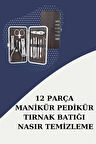 12 Parça Paslanmaz Çelik Kompakt ve Taşınabilir Manikür Makası Tırnak Makası