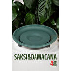 HSNET Tekerlekli Saksı Altığı 4 ADET 37 CM YEŞİL