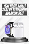 Akıllı Saat Gümüş Kasa Bluetooth Kulaklık Hediyeli Çok Fonksiyonlu İkili Set