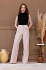 Kadın Yüksek Bel Pileli Palazzo Pantolon