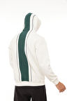 Miron Beyaz Sırt Şeritli Kapüşonlu Üç İplik Oversize Sweatshirt-2437 