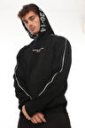 Miron Siyah Kapüşon Baskılı Üç İplik Oversize Sweatshirt- 2440