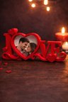 LOVE Yazılı Kalpli Fotoğraf Çerçevesi | Kişiye Özel Romantik Masaüstü Dekor | Sevgiliye Hediye
