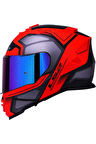 Storm 2 Faster Mat Kırmızı Kapalı Motosiklet Kaskı  Gökkuşağı Camlı