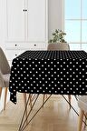 Siyah Puantiyeli Dokuma Leke Tutmaz Masa Örtüsü MSO298