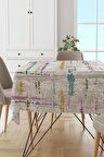 Lila Vintage Dokuma Leke Tutmaz Masa Örtüsü MSO414
