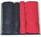 Özdilek Best Hamam Seti, Banyo Havlu Takımı (Büyük Boy)-Colourist Siyah Kırmızı