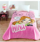 Kristal by Taç Lisanslı Tek Kişilik Çocuk Battaniye (160x220)-Winx Girl Club Pembe