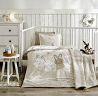 Özdilek Ranforce Bebek Battaniyeli Nevresim Takımı-Hello Rabbit Bej