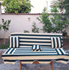 Mandaş Süngerli 3 Kişilik Salıncak Minder Seti (Pamuklu Kumaş)-Yeşil Krem