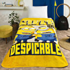 Taç Lisanslı Tek Kişilik Çocuk Battaniye (160x220)-Minions 4 Sarı