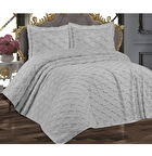 Prestij Puffy Yakut 3 Parça Çift Kişilik Yatak Örtüsü, Pike Örtüsü (250x260)-Gri