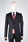 Slim Fit Siyah Takım Elbise Düz Desenli