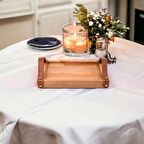  Deri Kulplu Ceviz Tepsi Küçük